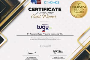 <p>Sertifikat penghargaan Brand Strength Tugu Insurance. Dok: Tugu Insurance. </p>