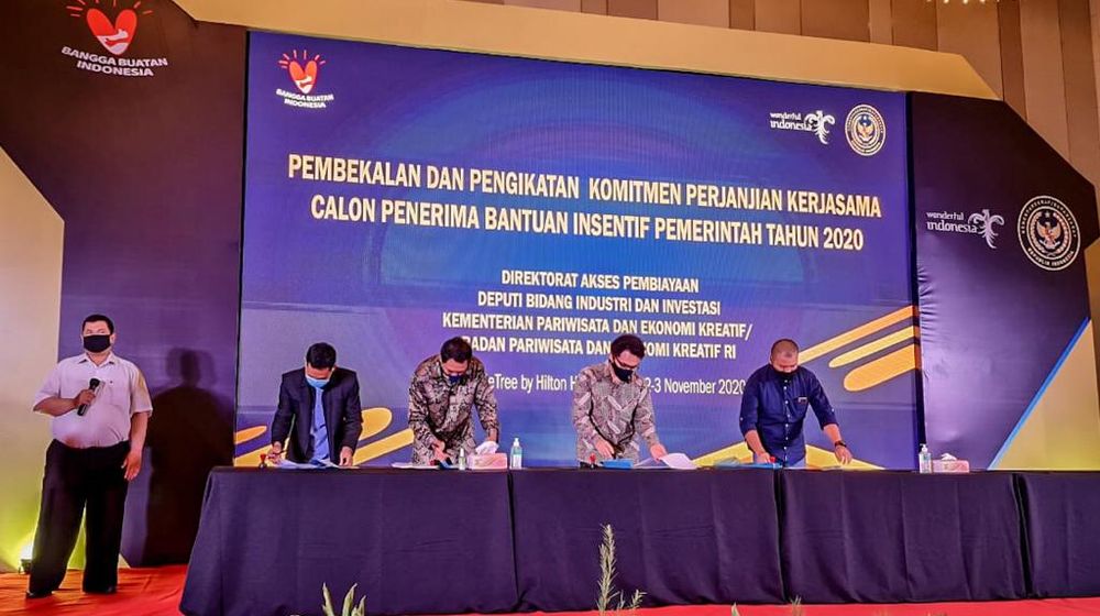 <p>Pembekalan dan pengikatan komitmen perjanjian Kerjasama calon penerima bantuan insentif pemerintah (BIP) tahun 2020. Dok: Kemenparekraf/Baparekraf. </p>
