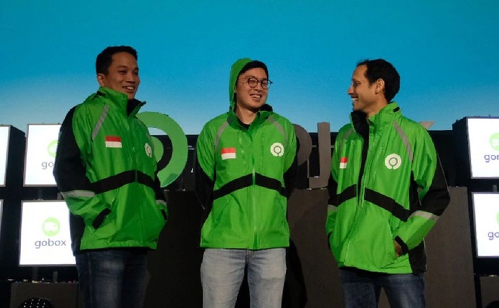 Gojek Founder dan mantan CEO Nadiem Anwar Makarim, bersama Co-CEO Kevin Aluwi dan Andre Soelistyo.