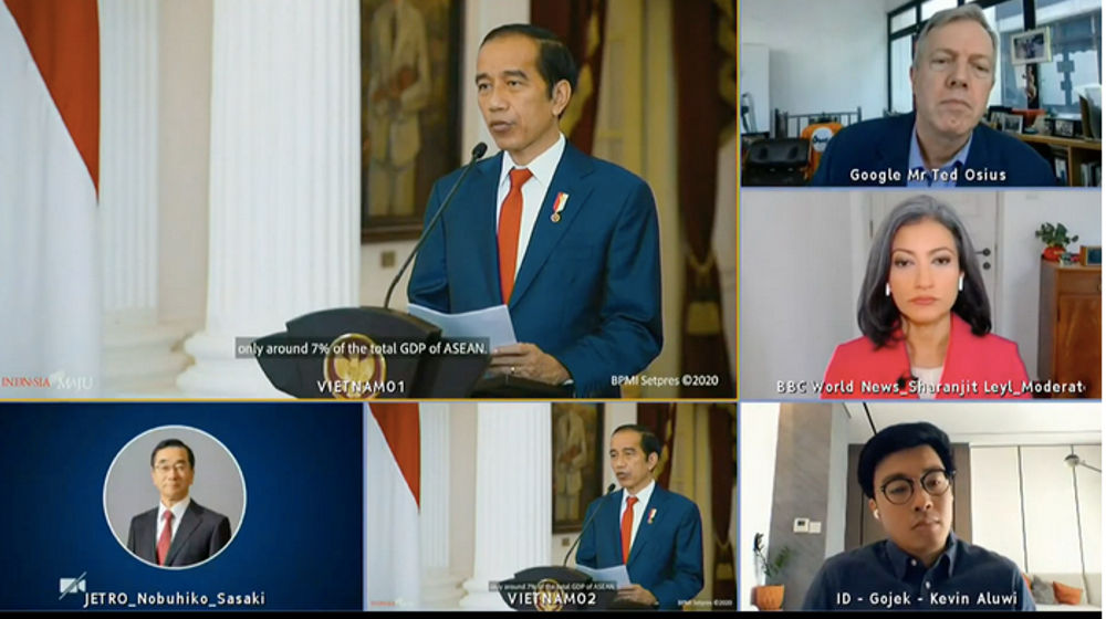 <p>Tangkapan layar pidato Presiden Jokowi secara virtual pada ASEAN Business dan Investment Summit, di Hanoi, Vietnam, 13 November 2020. Dok: Sekretariat Kabinet. </p>
