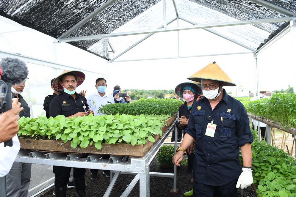 Mentan SYL bersama anggota DPRRI Luluk Nur Hamidah saat meninjau integrated farming di Boyolali dan Karanganyar