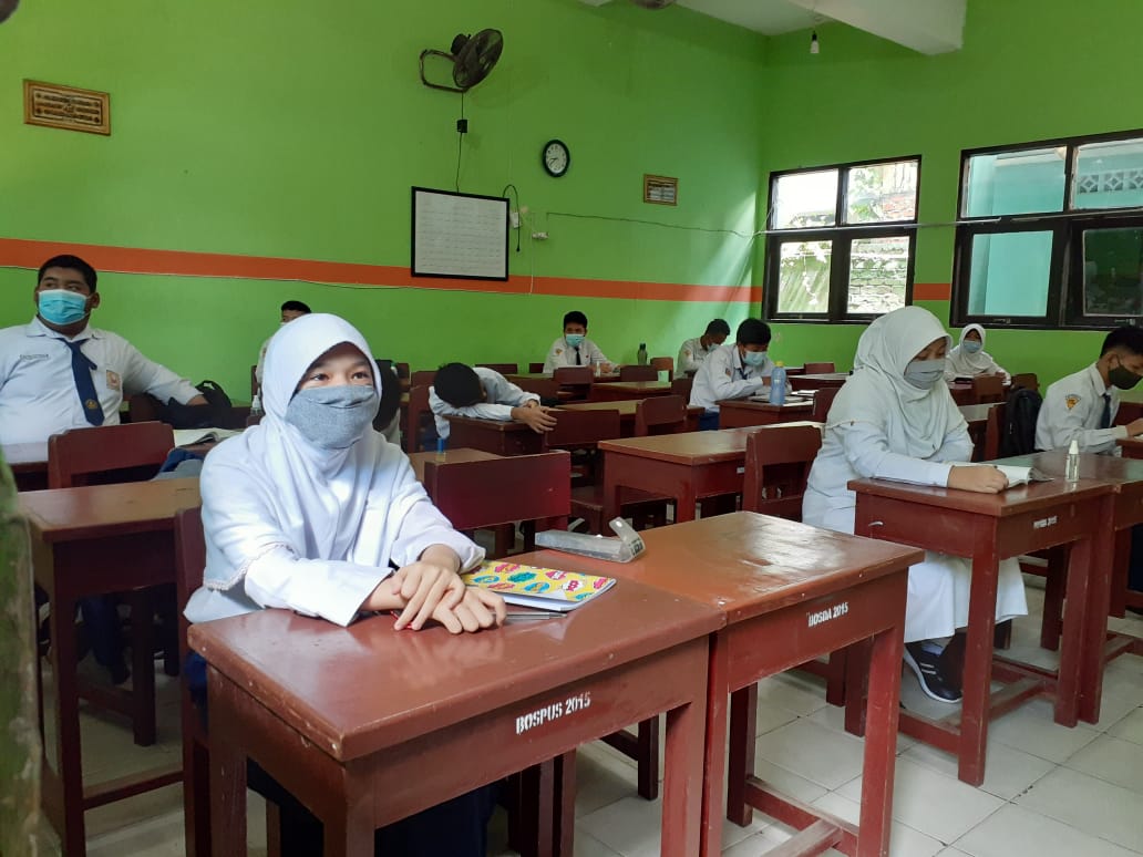 Simulasi belajar tatap muka di SMP Negeri 12 Balikpapan, pada pekan lalu