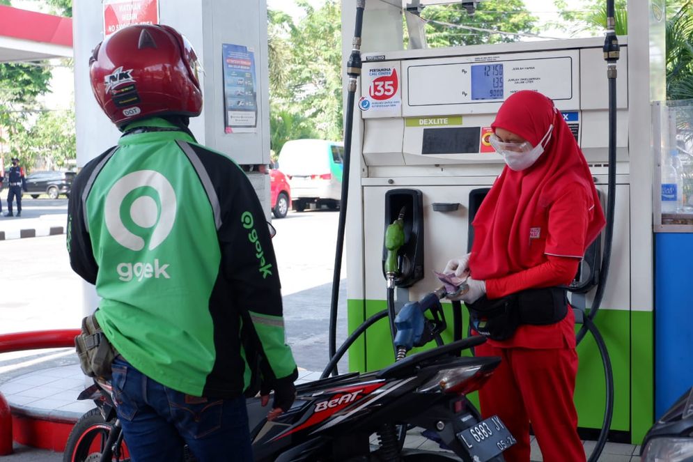Protokol kesehatan diterapkan sangat ketat di seluruh SPBU.