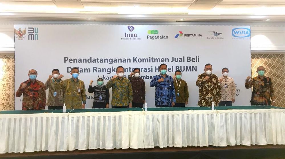 Penandatanganan Perjanjian Komitmen Jual Beli Saham untuk pembentukan holding hotel BUMN.