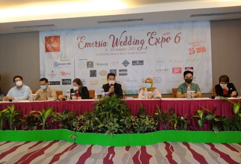 Suasana konferensi pers Emersia Wedding Expo 6, di ruang Diamond Emersia Hotel & Resort Lampung.