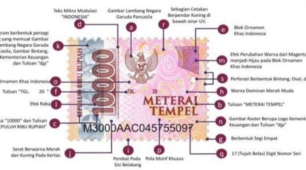 Wajah Baru dan Ciri Materai Tempel 10.000 Keluaran Tahun 2021.