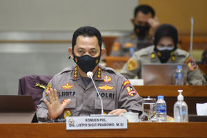 <p>Calon Kapolri Komjen Pol Listyo Sigit Prabowo mengikuti Uji Kelayakan dan Kepatutan Calon Kapolri di ruang Komisi III DPR, Kompleks Parlemen Senayan, Jakarta, Rabu, 20 Januari 2021. Foto: Biro Pemberitaan DPR</p>