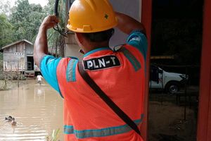 <p>Petugas PLN Kalbar tengah memperbaiki jaringan listrik / Istimewa</p>
