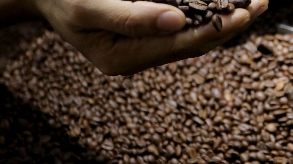 <p>Pekerja menunjukkan varian biji kopi di Kedai Dunia Kopi, Pasar Santa, Jakarta Selatan, Selasa, 19 Januari 2021. Foto: Ismail Pohan/TrenAsia</p>

