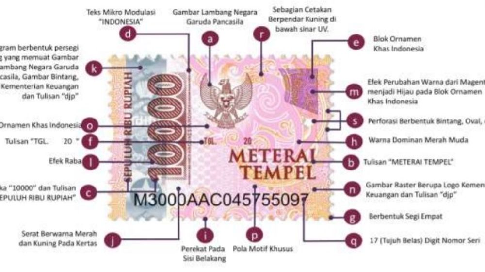 <p>Tampilan meterai baru Rp10.000. / Direktorat Jenderal Pajak (DJP) </p>