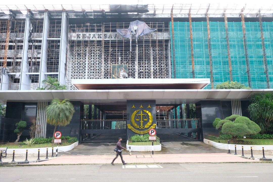 <p>Gedung Kejaksaan Agung di Jalan Sultan Hasanuddin, Kebayoran Baru, Jakarta Selatan, Senin, 22 Februari 2021. Foto: Ismail Pohan/TrenAsia</p>
