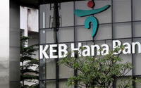 Tampak logo di gedung KEB Hana Bank, di Jalan Gatot Subroto, Jakarta, Selasa, 16 Februari 2021.