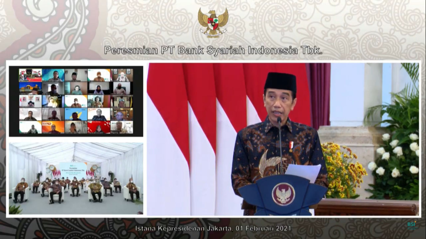 <p>Presiden Joko Widodo (Jokowi) resmi mengesahkan bank syariah terbesar di Indonesia, PT Bank Syariah Indonesia Tbk (BRIS) di Istana Negara, Jakarta, 1 Februari 2021/ tangkapan layar TrenAsia.com</p>
