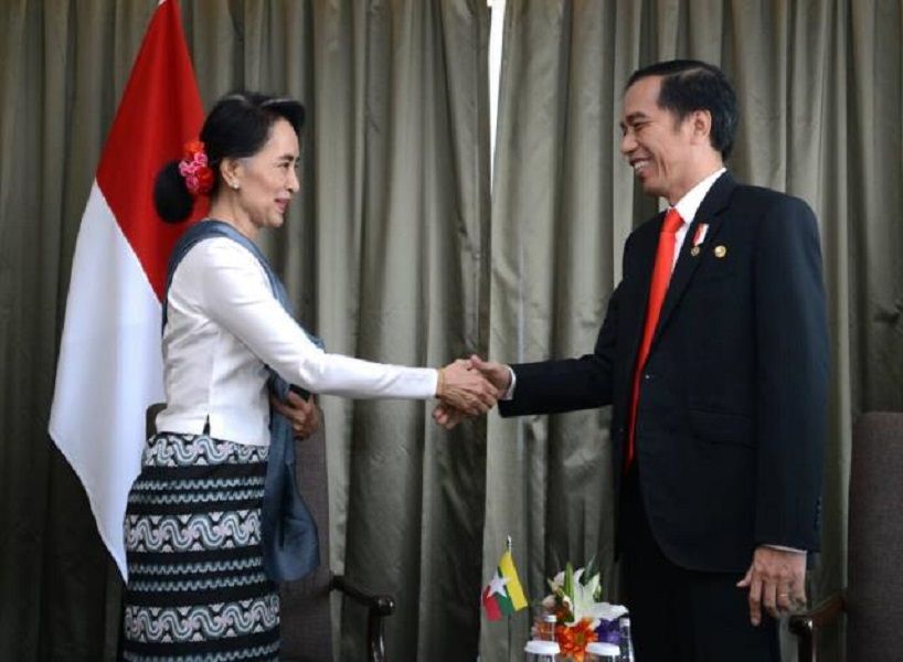 <p>Aung San Suu Kyi dari Myamnar bersama Presiden Joko Widodo / Foto BPMI</p>
