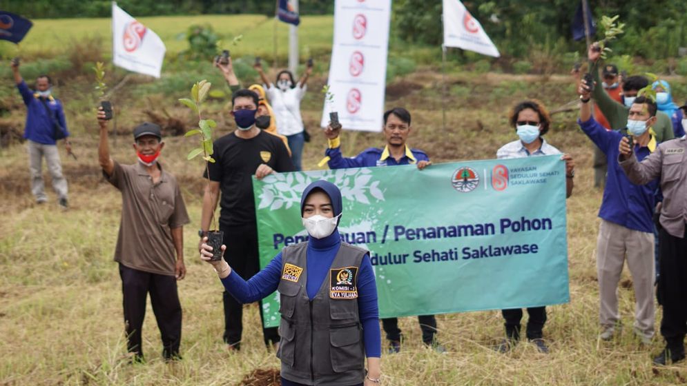 Eva Yuliana anggota DPR-RI melakukan penanaman pohon penanaman pohon di 