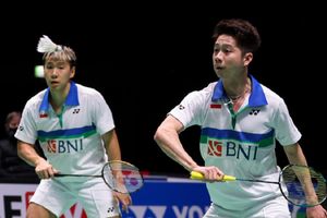 <p>Atlet badminton ganda putra yang dijuluki The Minions, Kevin Sanjaya dan Marcus Gideon di All England 2021 / Dok. BWF</p>
