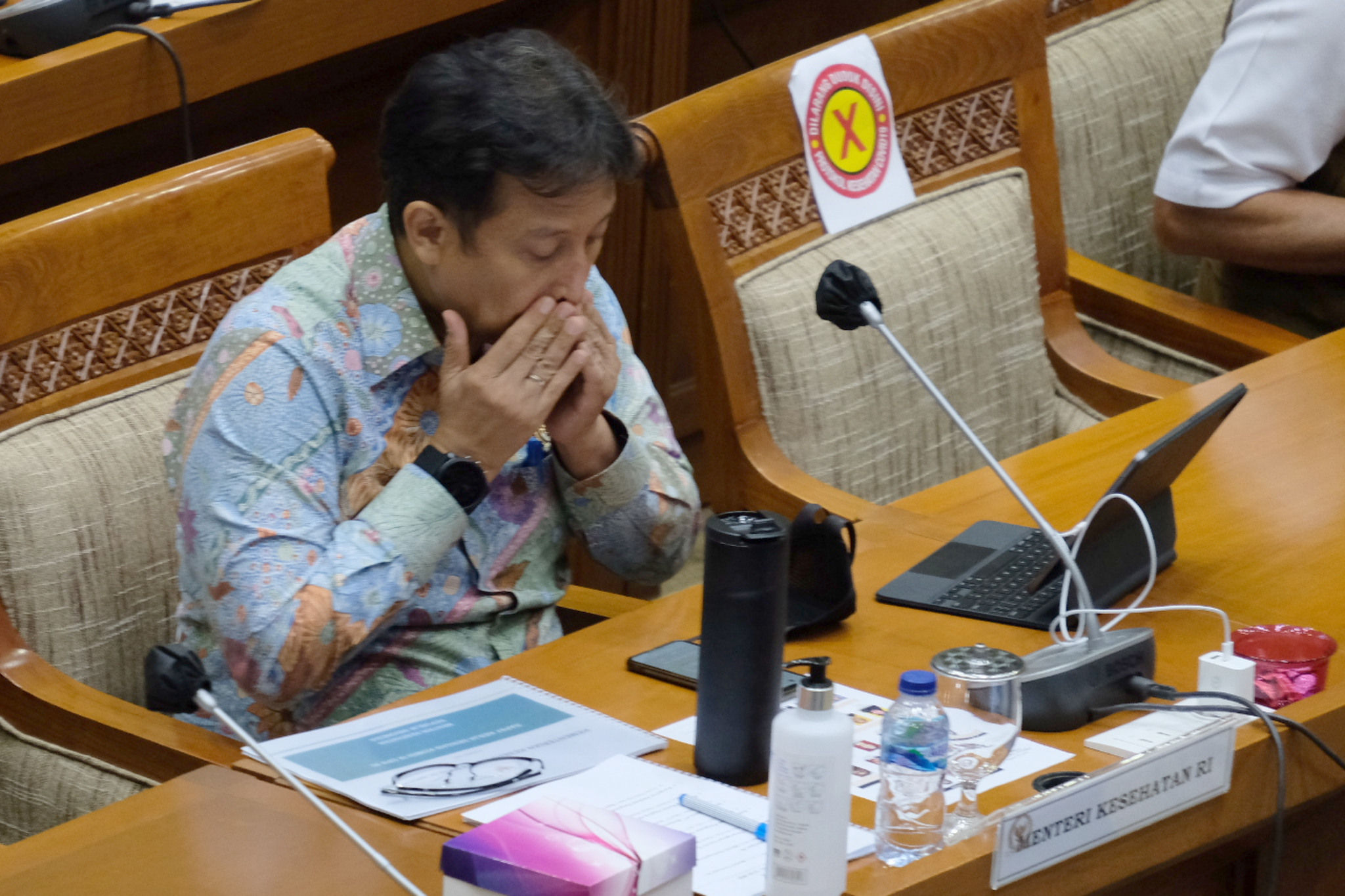 <p>Menteri Kesehatan, Budi Gunadi hadir pada rapat kerja dengan Komisi IX DPR di kompleks Parlemen, Senayan, Jakarta, Senin, 15 Maret 2021. Foto: Ismail Pohan/TrenAsia</p>
