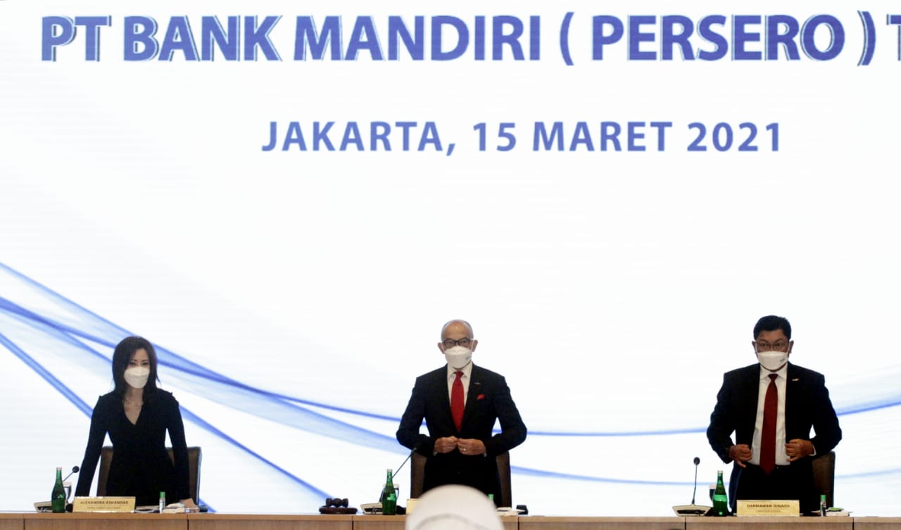 Rapat Umum Pemegang Saham Tahunan (RUPST) PT Bank Mandiri (Persero) Tbk (BMRI) pada Senin, 15 Maret 2021. 