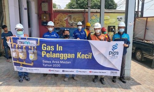<p>Gas In Pelanggan Kecil di Medan, Sumatra Utara / Dok. PGN</p>
