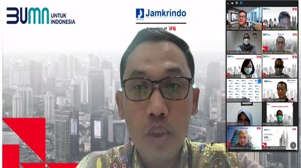 <p>Direktur Bisnis dan Penjaminan Jamkrindo Suwarsito dalam Rapat Pemegang Saham / Dok. Kementerian BUMN</p>
