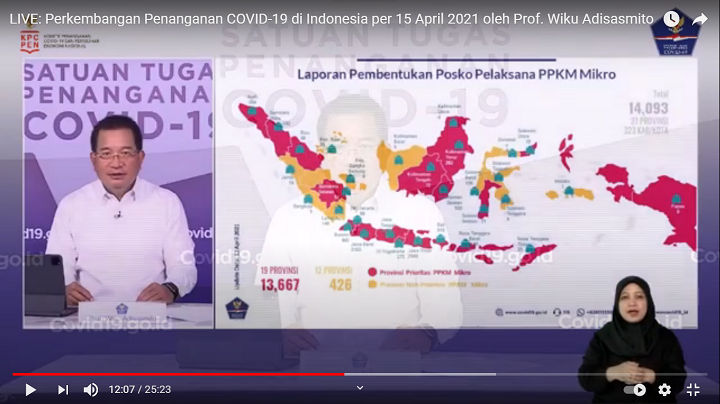 Keterangan pers Perkembangan Penanganan COVID-19 di Indonesia per 15 April 2021 oleh Prof. Wiku Adisasmito