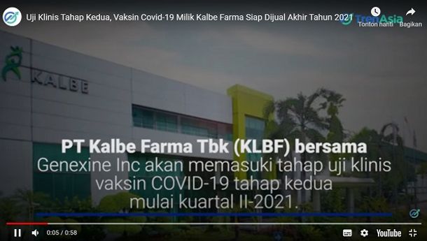  Produksi Vaksin Corona dari Kalbe Farma Siap Beredar Akhir 2021
