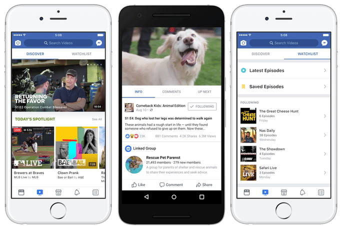 Facebook Watch. (Foto: TechCrunch.com)
