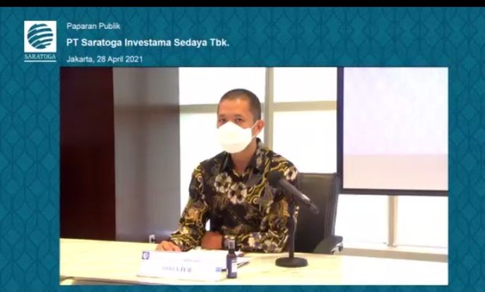 Devin Wirawan saat memaparkan hasil RUPS secara virtual (Ties)