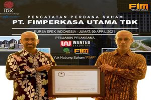 <p>Emiten konstruksi PT Fimperkasa Utama Tbk (FIMP) resmi melantai di Bursa Efek Indonesia (BEI) pada Jumat, 9 April 2021.</p>
