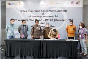 <p>Penandatanganan penjualan saham Tol Medan-Kualanamu / Dok. Waskita Karya</p>
