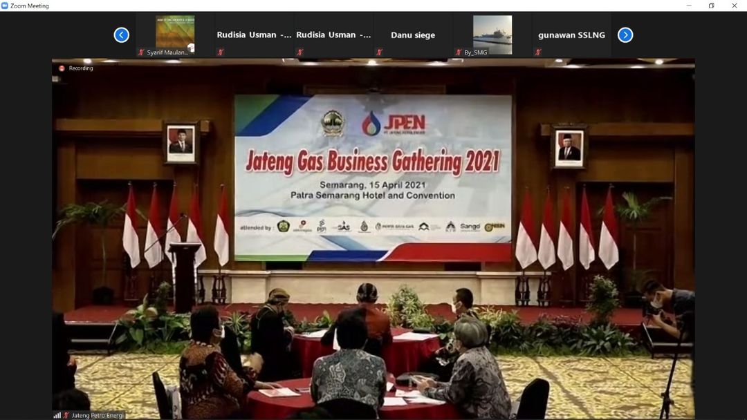 <p>Penandatanganan MoU antara PT Perusahaan Gas Negara Tbk dengan PT Jateng Petro Energi secara virtual, Kamis 15 April 2021 / Dok. PGN</p>
