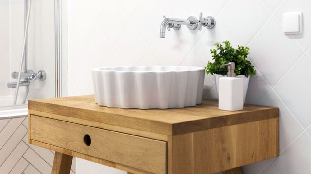 Ilustrasi kamar mandi dengan tanaman hias