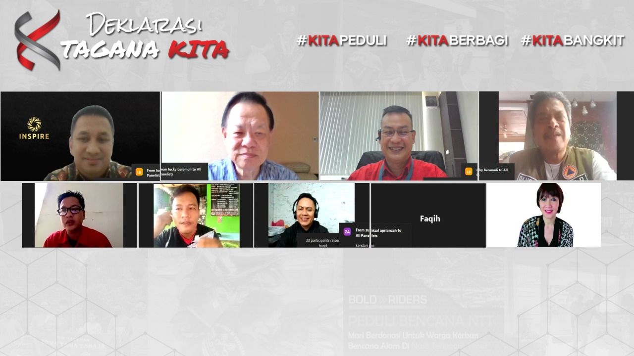 Deklarasi Tagana KITA yang berlangsung via zoom meeting pada Senin (3/5) siang. Ada 1.018 komunitas yang tergabung dalam program TAGANA KITA ini