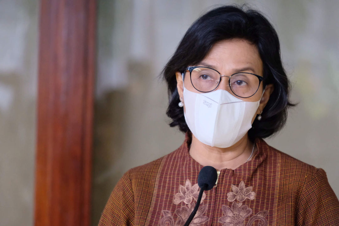 <p>Menteri Keuangan, Sri Mulyani memberikan keterangan pers terkait pertumbuhan ekonomi di kompleks Parlemen Senayan, Jakarta, Kamis, 20 Mei 2021. Foto: Ismail Pohan/TrenAsia</p>
