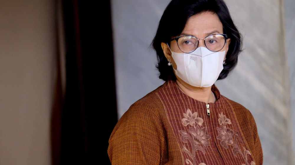 <p>Menteri Keuangan, Sri Mulyani usai memberikan keterangan pers terkait pertumbuhan ekonomi di kompleks Parlemen Senayan, Jakarta, Kamis, 20 Mei 2021. Foto: Ismail Pohan/TrenAsia</p>

