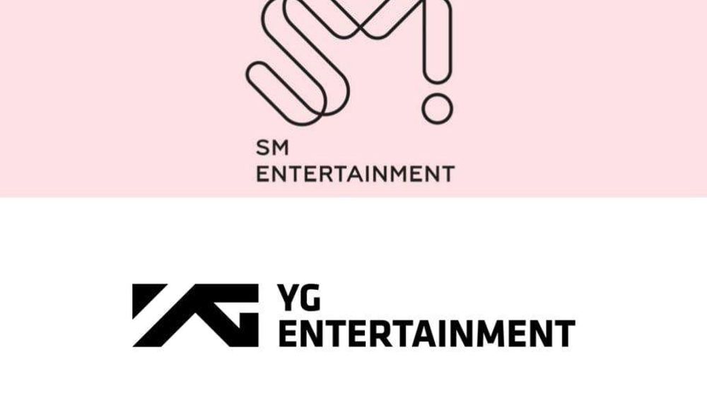 <p>Logo SM Entertainment dan YG Entertainment</p>