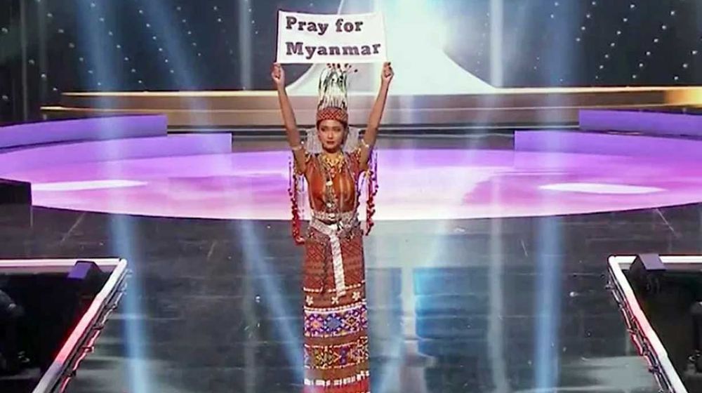 <p>Finalis Miss Universe 2021 dari Myanmar Ma Thuzar Wint Lwin/Tangkapan layar Miss Universe 2021</p>

