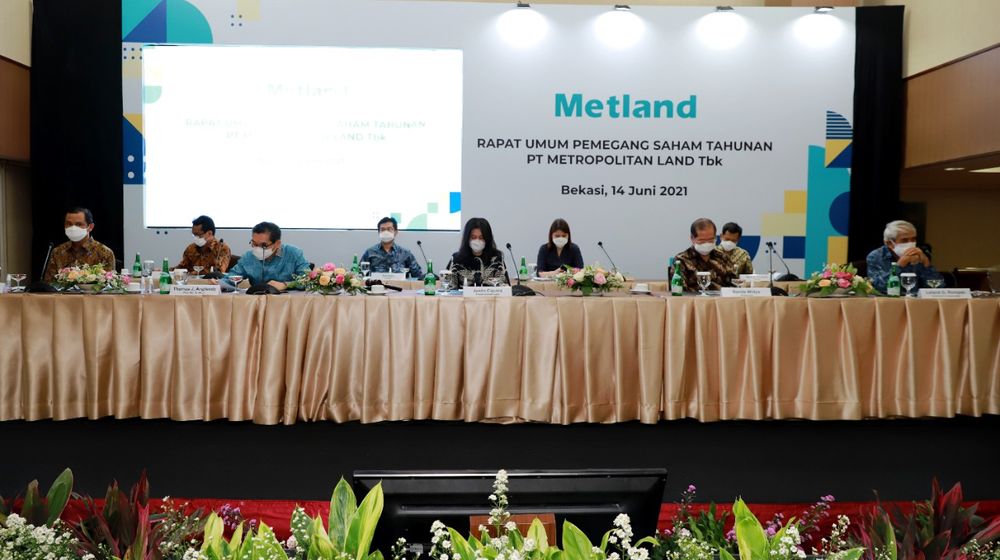<p>Suasana konferensi pers seusai rapat umum pemegang saham tahunan (RUPST) tahun buku 2020 PT Metropolitan Land Tbk (MTLA). (Foto: dok. Metland)</p>
