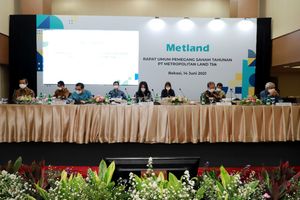 <p>Suasana konferensi pers seusai rapat umum pemegang saham tahunan (RUPST) tahun buku 2020 PT Metropolitan Land Tbk (MTLA). (Foto: dok. Metland)</p>

