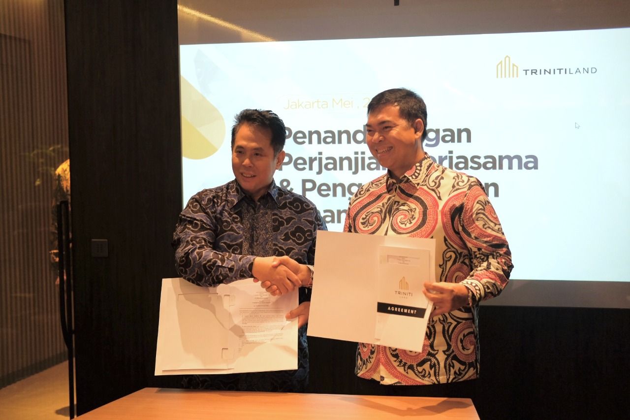 <p>Penandatanganan MoU antara Triniti Land dan PT Griya Kedaton Indah untuk pengembangan dua kawasan di Lampung. (Foto: Triniti Land)</p>
