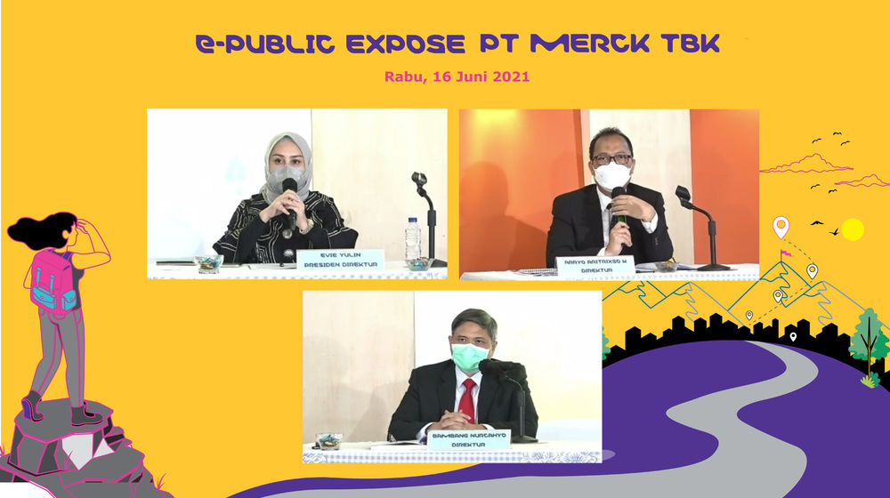 <p>Jajaran direksi PT Merck Tbk (MERK) saat paparan publik di Jakarta, Rabu, 16 Juni 2021</p>
