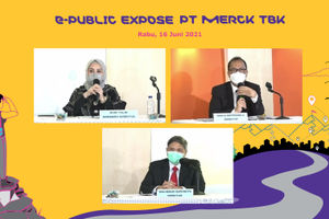 <p>Jajaran direksi PT Merck Tbk (MERK) saat paparan publik di Jakarta, Rabu, 16 Juni 2021</p>
