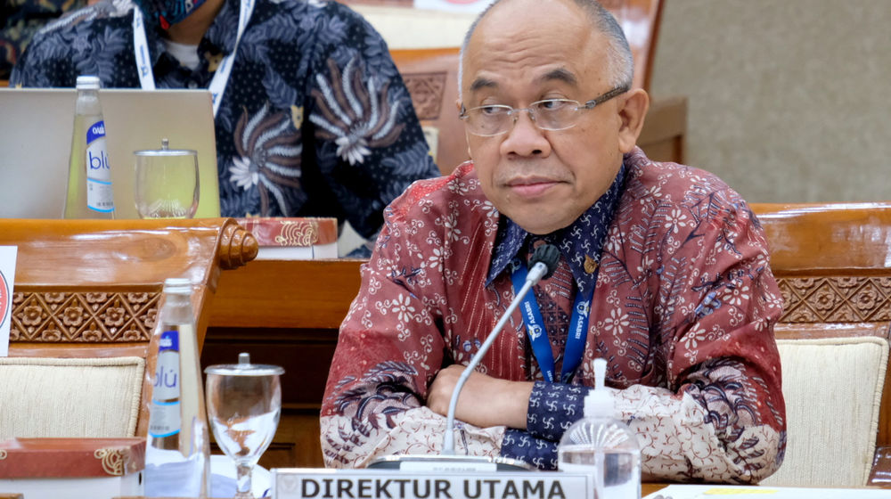 <p>Direktur Utama PT ASABRI (Persero) Wahyu Suparyono mengikuti rapat dengar pendapat dengan Komisi VI DPR di Kompleks Parlemen, Senayan, Jakarta, Rabu, 9 Juni 2021. Foto: Ismail Pohan/TrenAsia</p>
