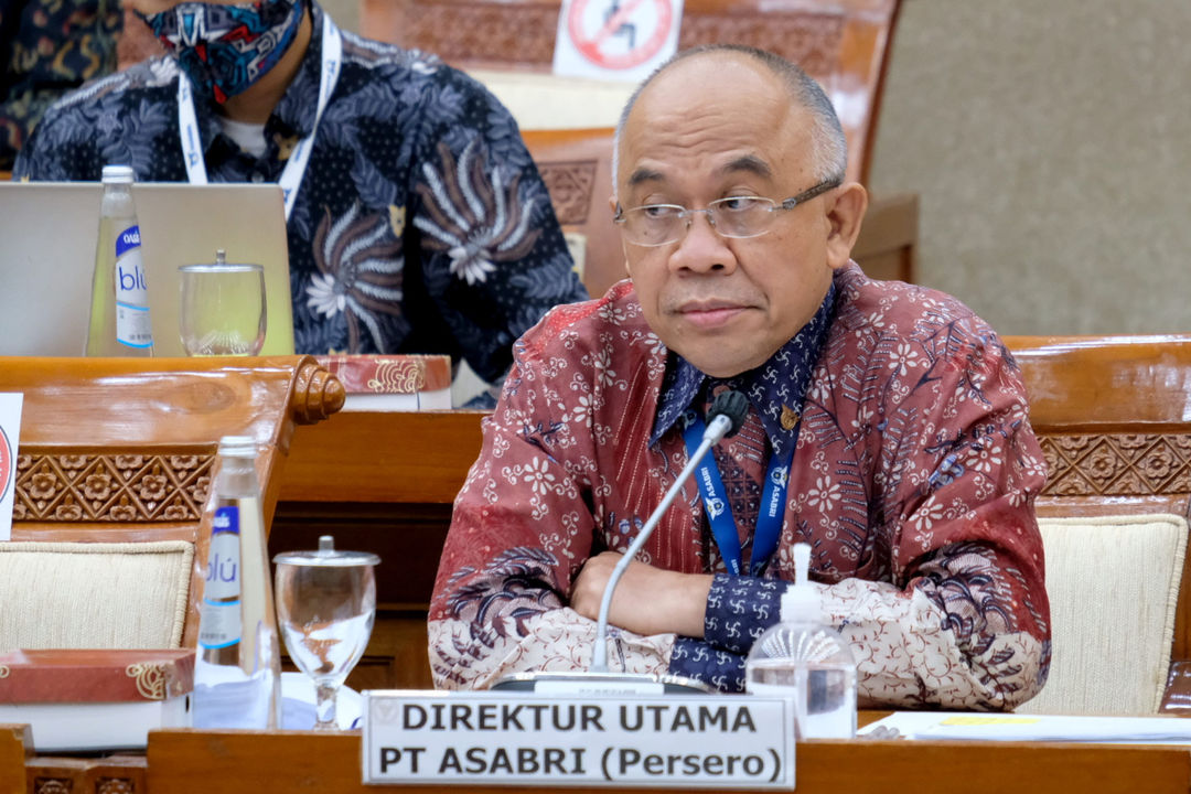 <p>Direktur Utama PT ASABRI (Persero) Wahyu Suparyono mengikuti rapat dengar pendapat dengan Komisi VI DPR di Kompleks Parlemen, Senayan, Jakarta, Rabu, 9 Juni 2021. Foto: Ismail Pohan/TrenAsia</p>
