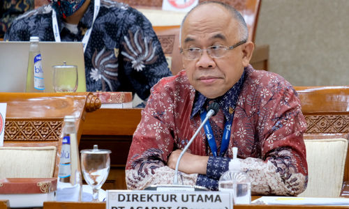 <p>Direktur Utama PT ASABRI (Persero) Wahyu Suparyono mengikuti rapat dengar pendapat dengan Komisi VI DPR di Kompleks Parlemen, Senayan, Jakarta, Rabu, 9 Juni 2021. Foto: Ismail Pohan/TrenAsia</p>
