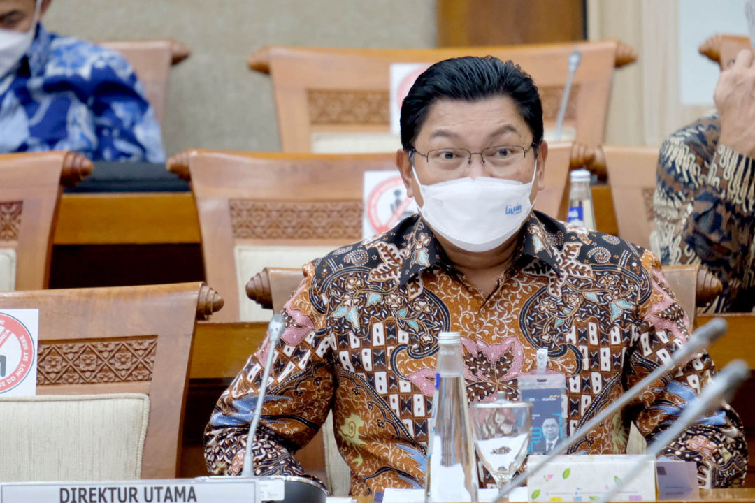 <p>Direktur Utama Bank Mandiri Darmawan Junaidi saat menghadiri rapat dengar pendapat dengan Komisi VI DPR RI, di kompleks Parlemen Senayan, Jakarta, Senin, 14 Juni 2021. Foto: Ismail Pohan/TrenAsia</p>
