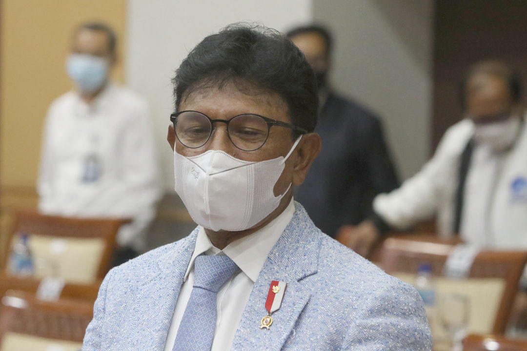 <p>Menteri Komunikasi dan Informatika (Menkominfo) Johnny G Plate bersiap mengikuti rapat kerja dengan komisi I DPR RI di kompleks Parlemen Senayan, Jakarta, Senin, 7 Juni 2021. Foto: Ismail Pohan/TrenAsia</p>
