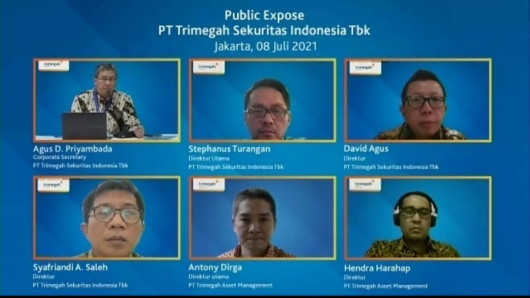 Public Expose PT Trimegah Sekuritas Indonesia Tbk yang dilaksanakan secara online, pada Kamis (8/7/2021)