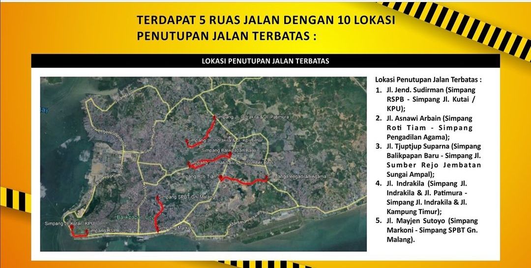 Penyekatan lima ruas jalan utama terkait penerapan PPKM Darurat di Kota Balikpapan