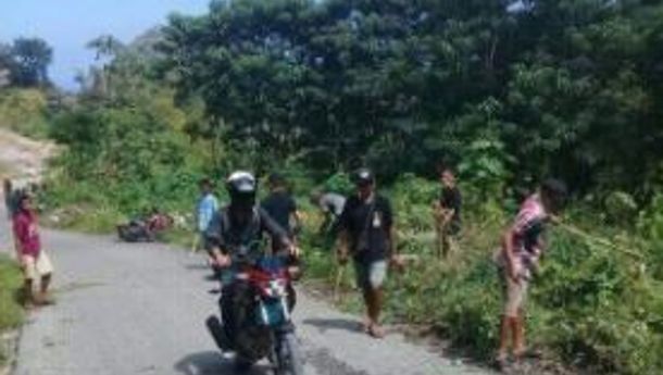 Diabaikan Pemprov NTT,  Tunas Muda Lipoly Bersihkan Rumput di Ruas Jalan Nuabosi-Woloare